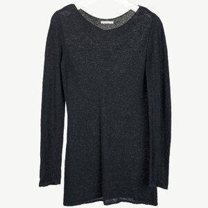Sarah Pacini Wide Neckline Black Long-Sleeve Wool Sweater